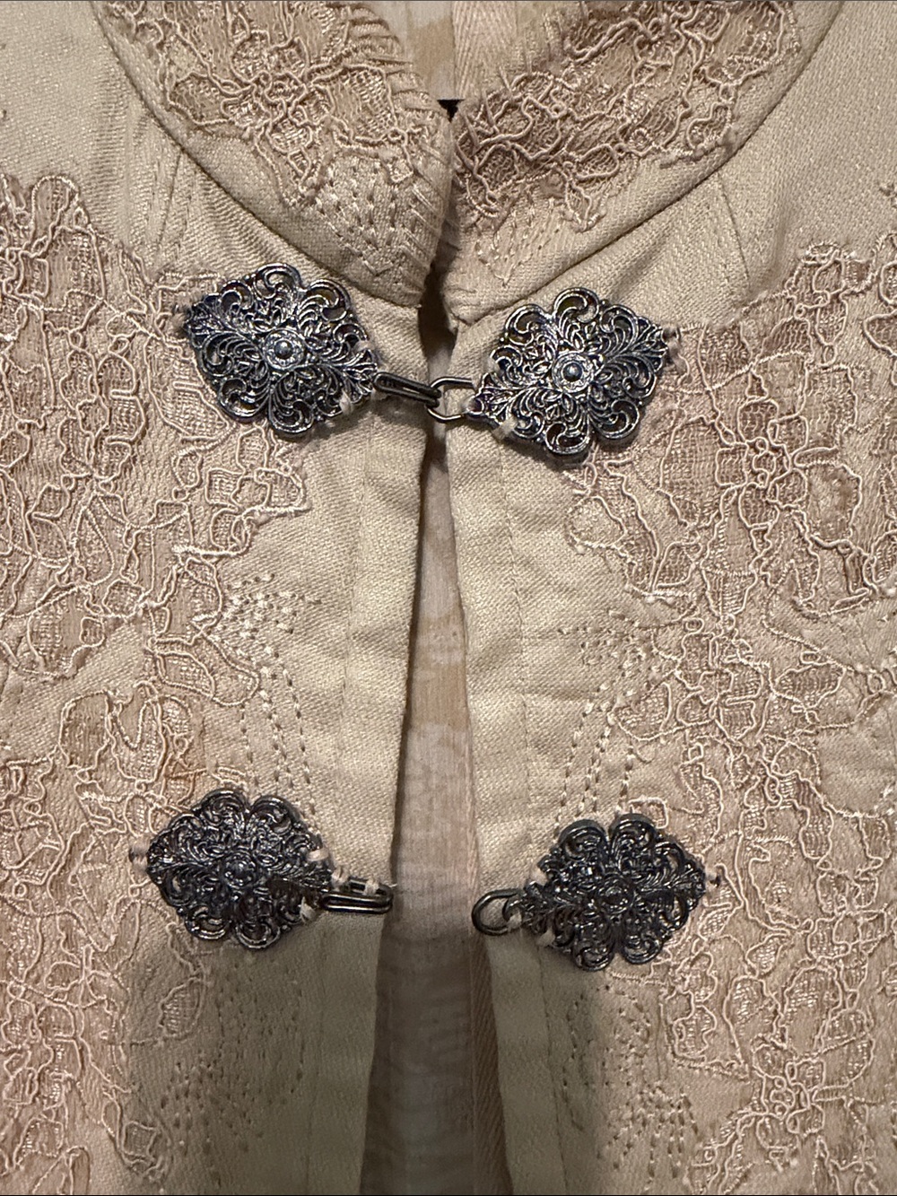 Peter Nygard Linen Blend Cream Embroidered Toggle Jacket Plus Size 14 - Picture 8 of 12